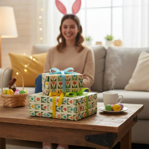 Papier Cadeau Papier écrémé de Pâques avec printemps Abstrait