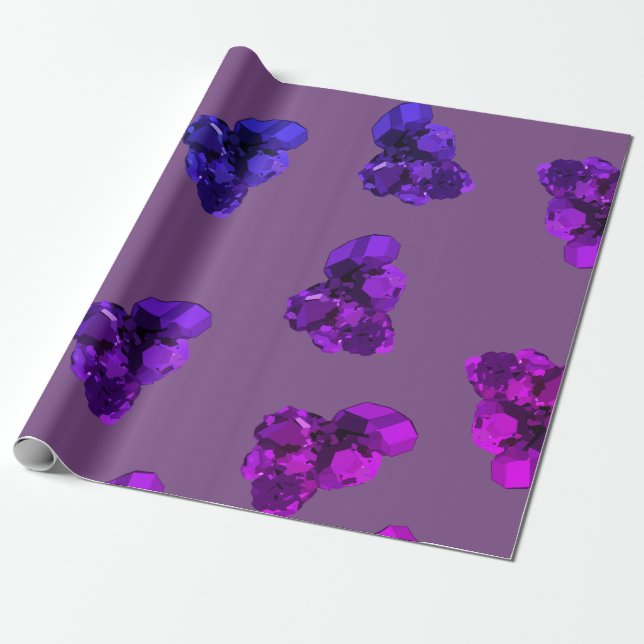Papier Cadeau Papier en pierre cristalline Améthyste violet (Déroulé)