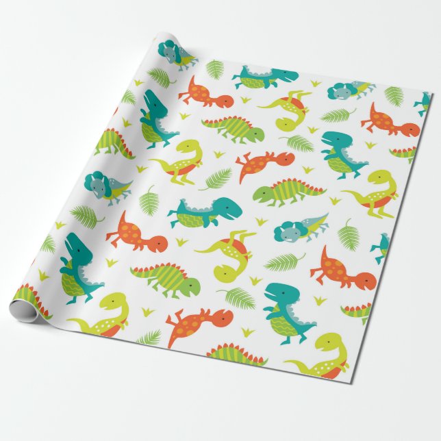 Papier Cadeau Papier enveloppant Dinosaure pour bébé mignon (Déroulé)
