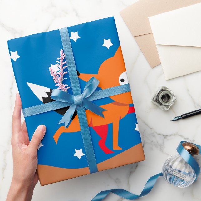 Papier Cadeau Papier Enveloppant Fox Et Stars (Créateur téléchargé)