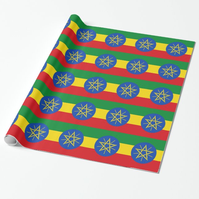 Papier Cadeau Papier enveloppé avec le drapeau de l'Éthiopie (Déroulé)
