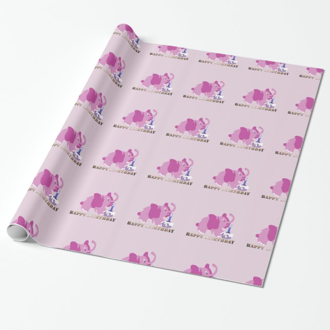 Papier Cadeau Papier Enveloppement Cadeau Enveloppement Eléphant (Déroulé)
