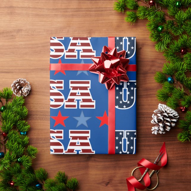 Papier Cadeau Papier étampe USA (Cadeau de vacances)