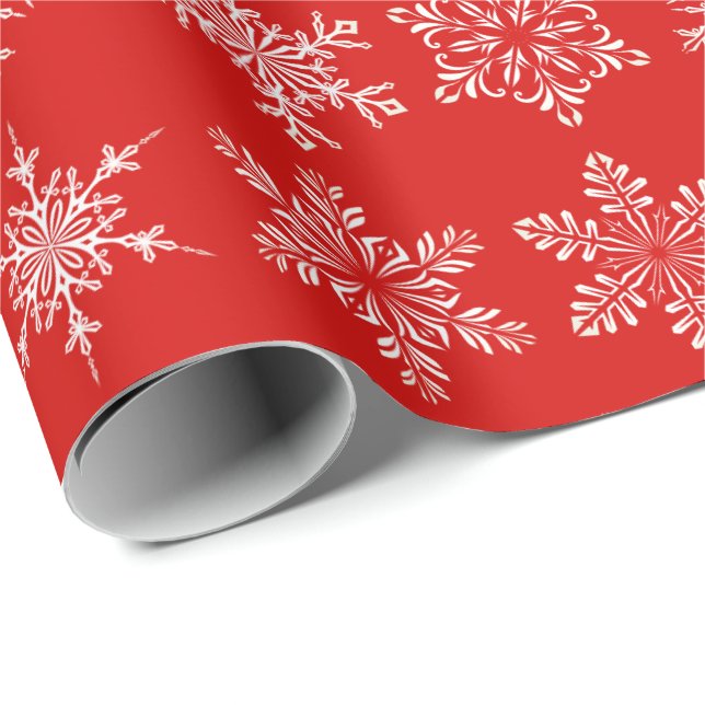 Papier Cadeau Papier-flocons de neige de Noël (Coin rond)