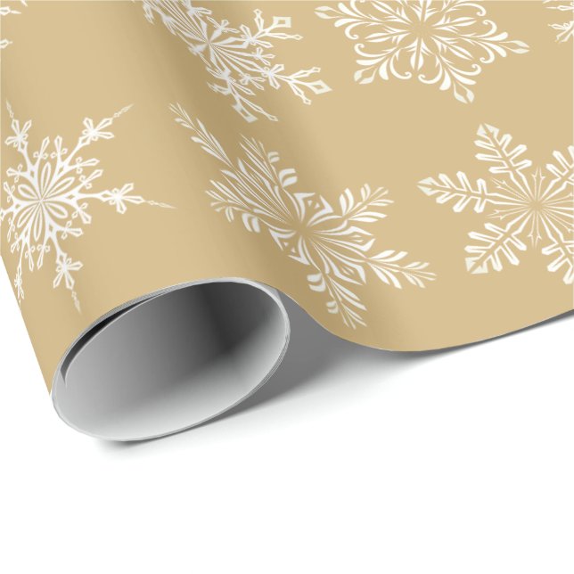 Papier Cadeau Papier-flocons de neige de Noël (Coin rond)