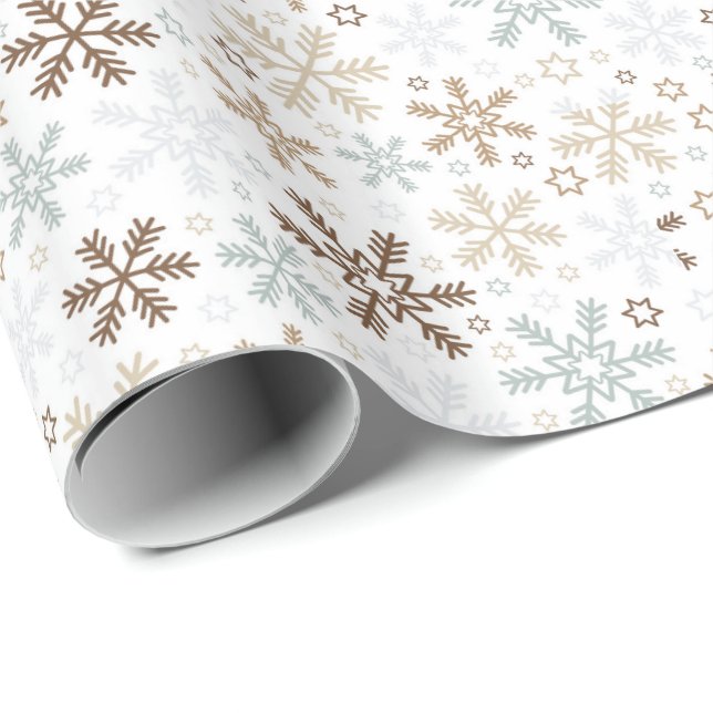 Papier Cadeau Papier-flocons de neige de Noël (Coin rond)