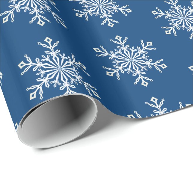 Papier Cadeau Papier-flocons de neige de Noël (Coin rond)