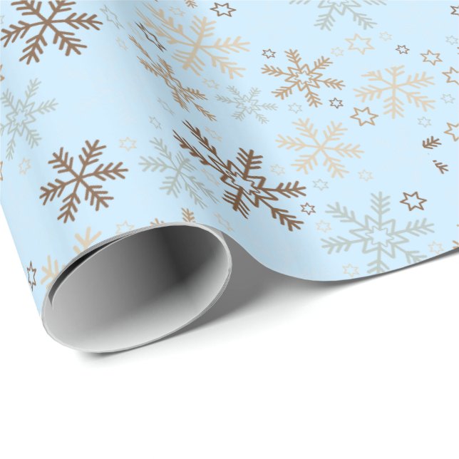 Papier Cadeau Papier-flocons de neige de Noël (Coin rond)