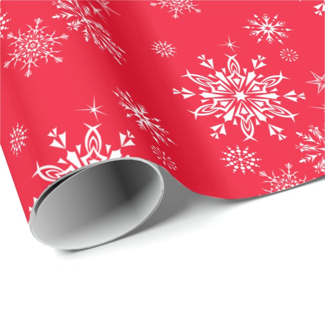 Papier Cadeau Papier-flocons de neige de Noël (Coin rond)