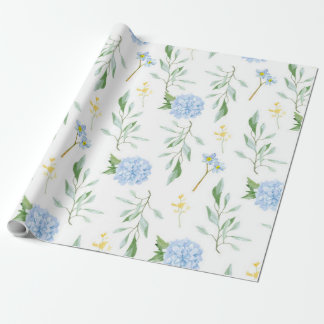 Papier Cadeau Papier Floral Bleu