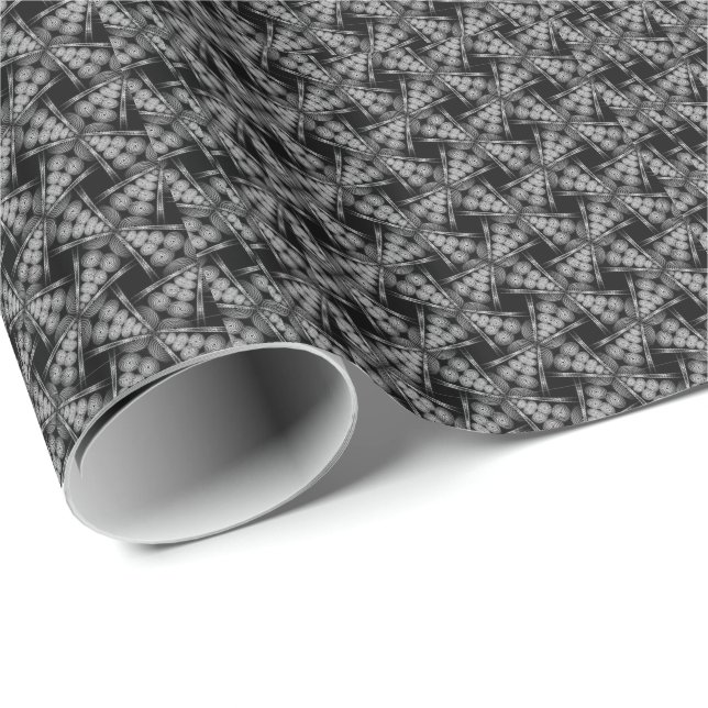 Papier Cadeau Papier Grille noir élégant (Coin rond)