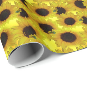 Papier Cadeau Papier jaune de fleur de papier d'emballage de