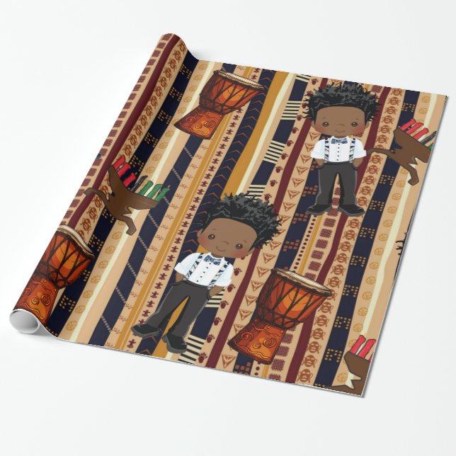 Papier Cadeau Papier Kwanza Wrapper (Déroulé)