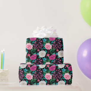 Papier Cadeau Papier Mariage Rose blanc rose bordeaux