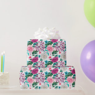 Papier Cadeau Papier Mariage Rose blanc rose bordeaux