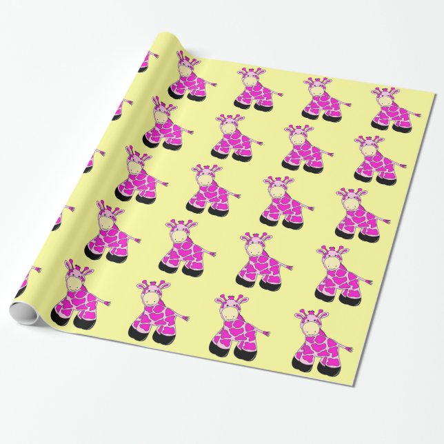 Papier Cadeau Papier mignon d'emballage cadeau de girafe pour (Déroulé)