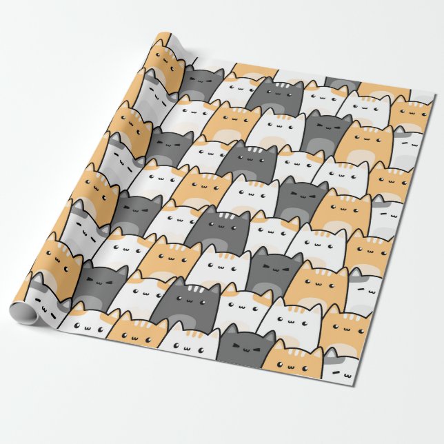 Papier Cadeau Papier mignon d'emballage cadeau de motif de bande (Déroulé)