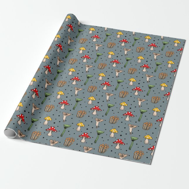 Papier Cadeau Papier Motif à enveloppement pour champignons de b (Déroulé)