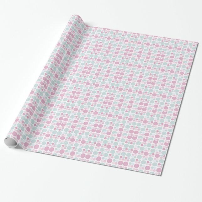 Papier Cadeau Papier Motif à enveloppement rose et bleu pâle (Déroulé)