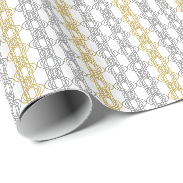 Papier Cadeau Papier Motif argent et or (Coin rond)