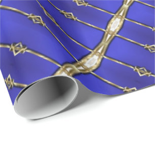 Papier Cadeau Papier Motif Bleu et Gold