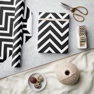Papier Cadeau Papier Motif Chevron noir et blanc