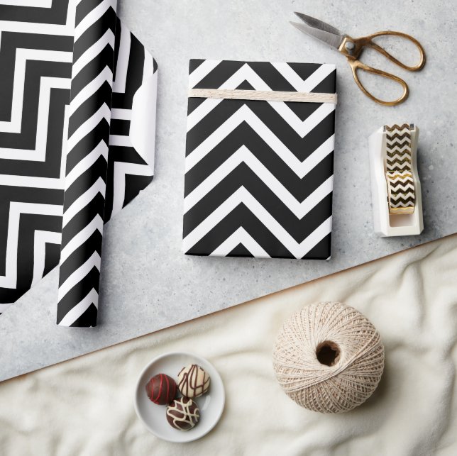 Papier Cadeau Papier Motif Chevron noir et blanc (Artisanat)