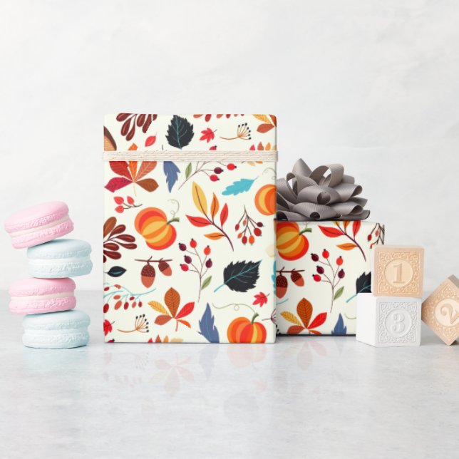 Papier Cadeau Papier Motif d'automne (Baby Shower)
