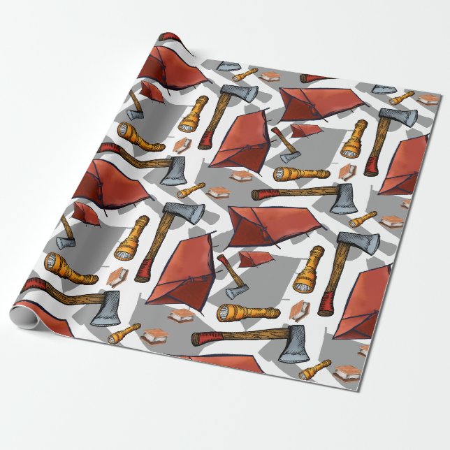 Papier Cadeau Papier Motif de camping (Déroulé)