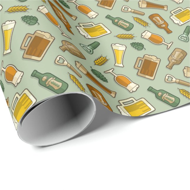 Papier Cadeau Papier Motif d'enveloppement des icônes de bière (Coin rond)