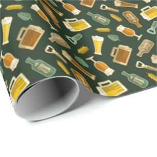 Papier Cadeau Papier Motif d'enveloppement des icônes de bière