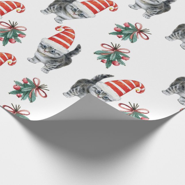 Papier Cadeau Papier Motif d'enveloppement pour chats de Noël mi (Coin)