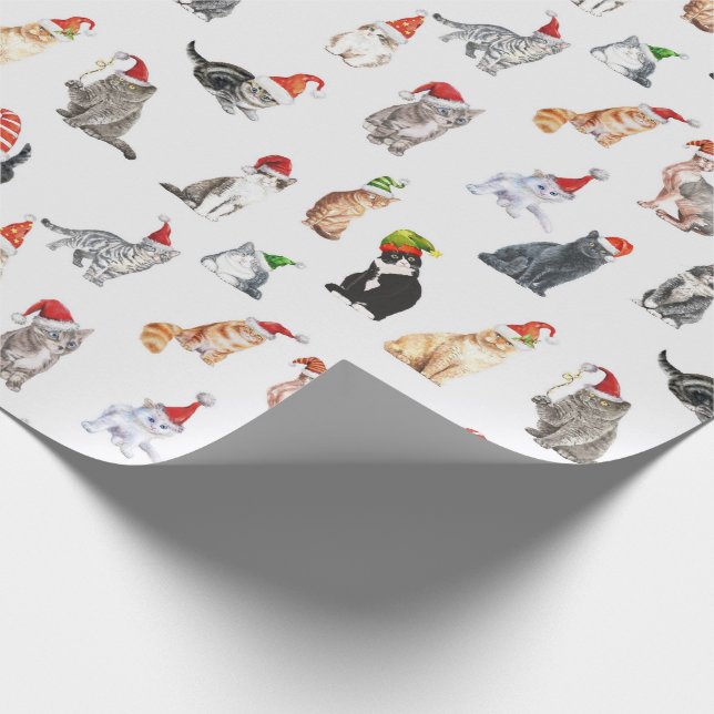 Papier Cadeau Papier Motif d'enveloppement pour chats de Noël mi (Coin)
