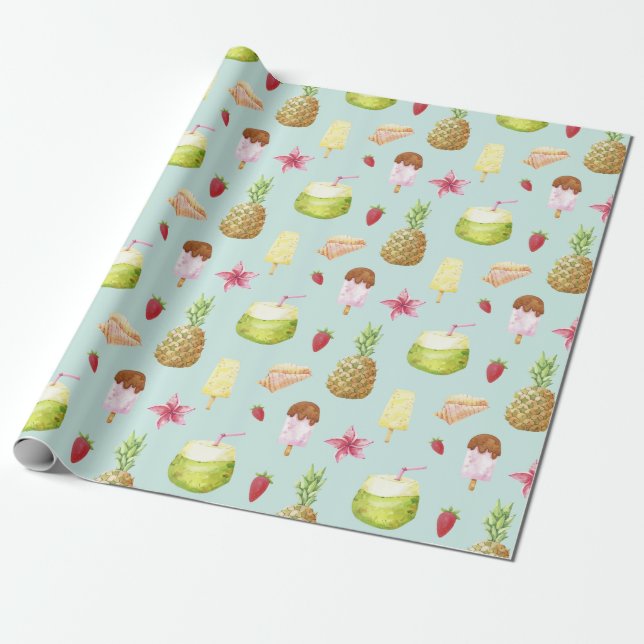 Papier Cadeau Papier Motif d'été (Déroulé)