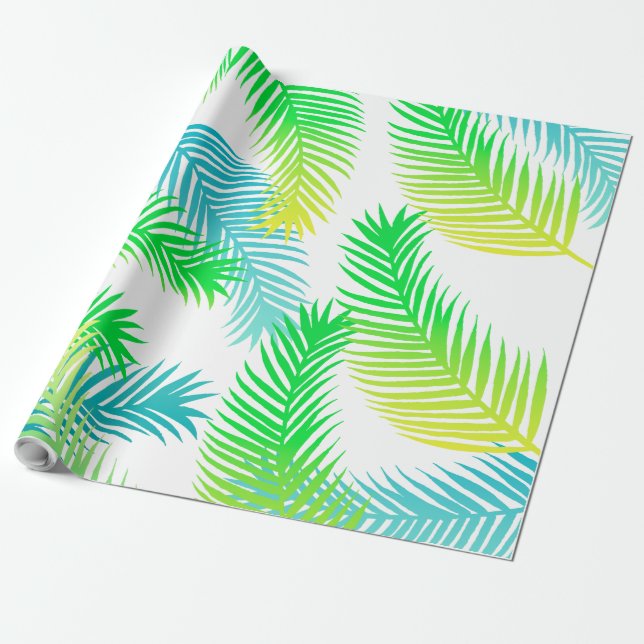 Papier Cadeau Papier Motif Feuille Palm - Cadeau Tropical (Déroulé)