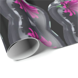 Papier Cadeau Papier Motif Fushia Floral Glass