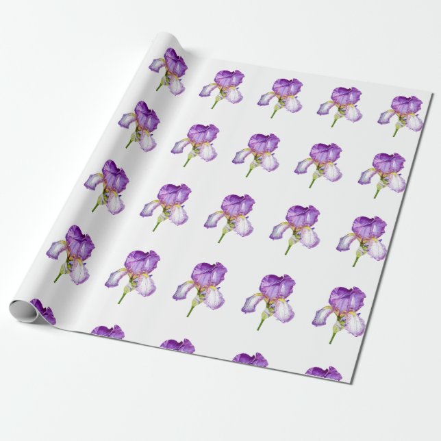 Papier Cadeau Papier Motif Iris violet brillant (Déroulé)