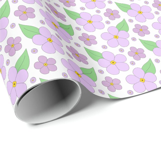 Papier Cadeau Papier Motif Lilac Fleurs (Coin rond)