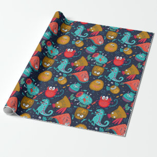 Papier Cadeau Papier Motif Monster mignon