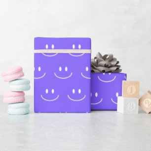 Papier Cadeau Papier Motif Neon Blue Smile