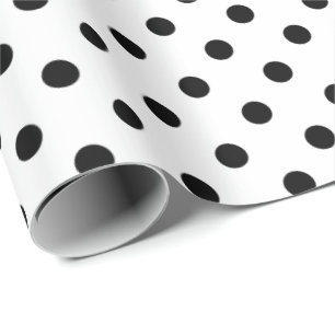 Papier Cadeau Papier motif pois noir et blanc