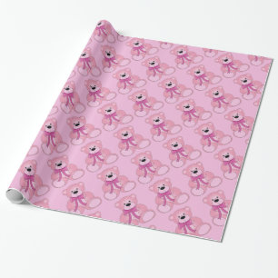 Papier Cadeau Papier Motif pour bébé rose Teddy Bear