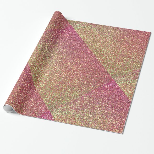 Papier Cadeau Papier Motif rose Parties scintillant or (Déroulé)