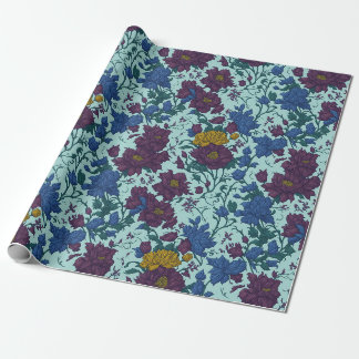 Papier Cadeau Papier Motif rouge, bleu, jaune à fleurs