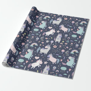 Papier Cadeau Papier Motif Unicorn