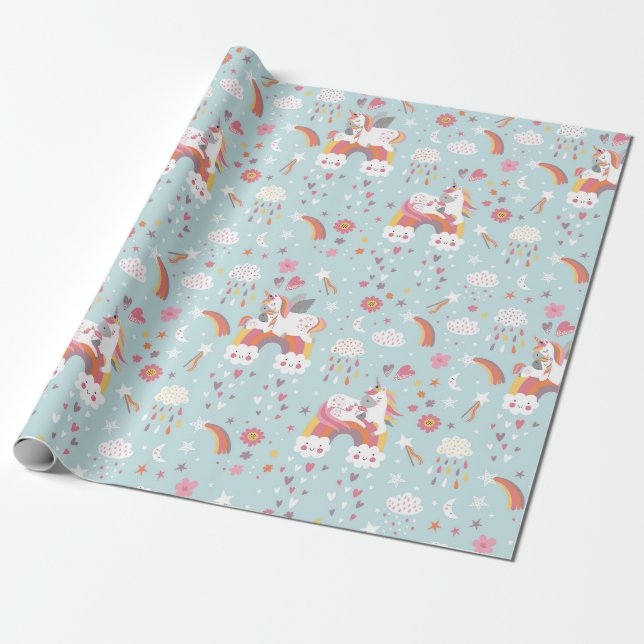 Papier Cadeau Papier Motif Unicorn (Déroulé)