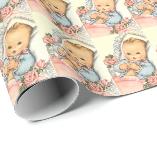 Papier Cadeau papier neutre d'enveloppe de cadeau de BABY SHOWER (Coin rond)