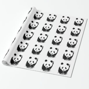Papier Cadeau Papier noir blanc Pop Art Panda