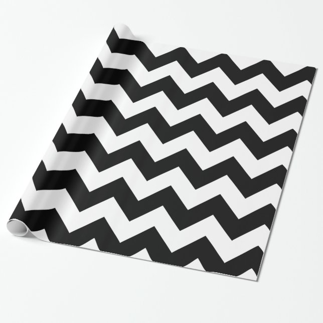 Papier Cadeau Papier noir et blanc d'emballage cadeau de Chevron (Déroulé)