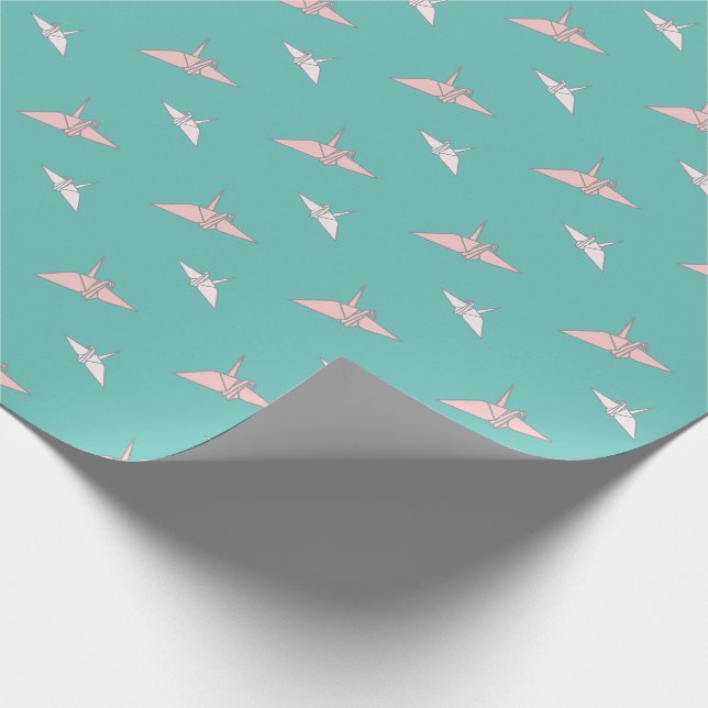 Papier Cadeau Papier Origami Grues Papier d'enveloppement Turquo (Coin)